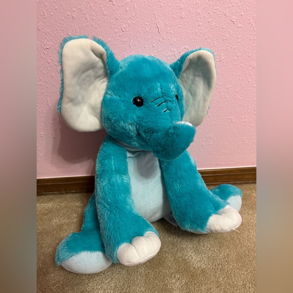 Fiesta Blue Elephant Plush Pet 15" Large Stuffed Animal Toy Aqua Teal